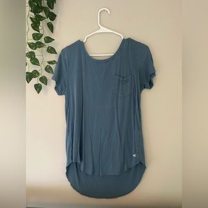 Steel blue v neck tee, size small, from Hollister, minor sun spots of sleeves